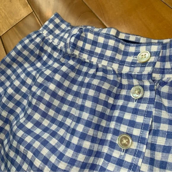 NEW POLO Ralph Lauren Blue Gingham Linen Skirt Tiered - Picture 11 of 13